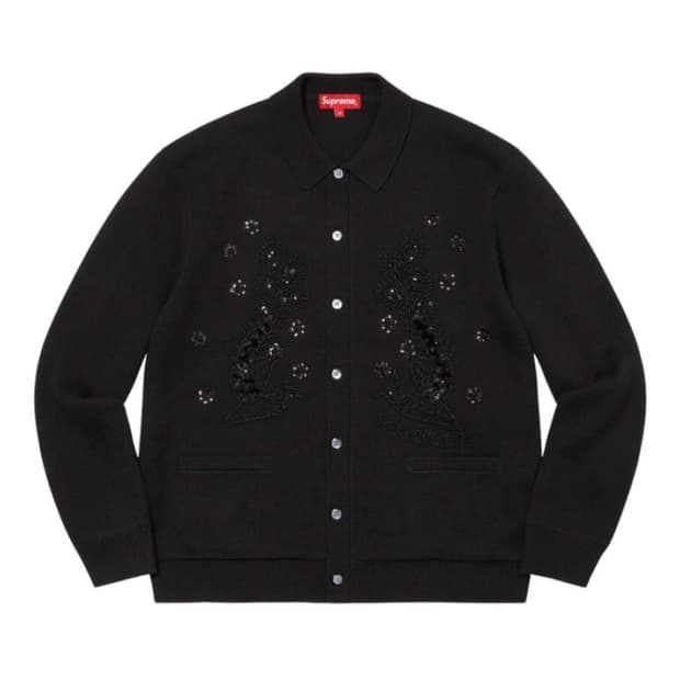[M] 슈프림 비디드 아플리케 가디건 블랙
