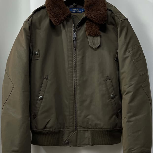 폴로 랄프로렌 b-15 램스킨 시어링 왁스드 다운 플라이트 봄버자켓