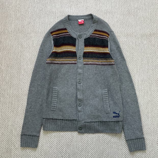 Puma 푸마 그레이 에스닉 버튼 가디건 