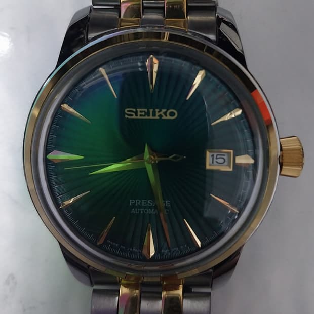 (새상품) 세이코 Presage 샴페인 그린 콤비