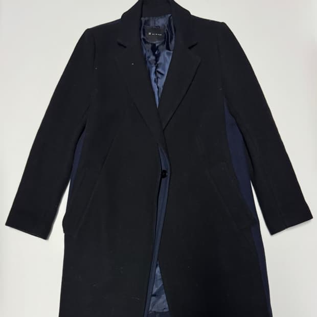 여성 잇미샤 배색 투 톤 울 코트 55