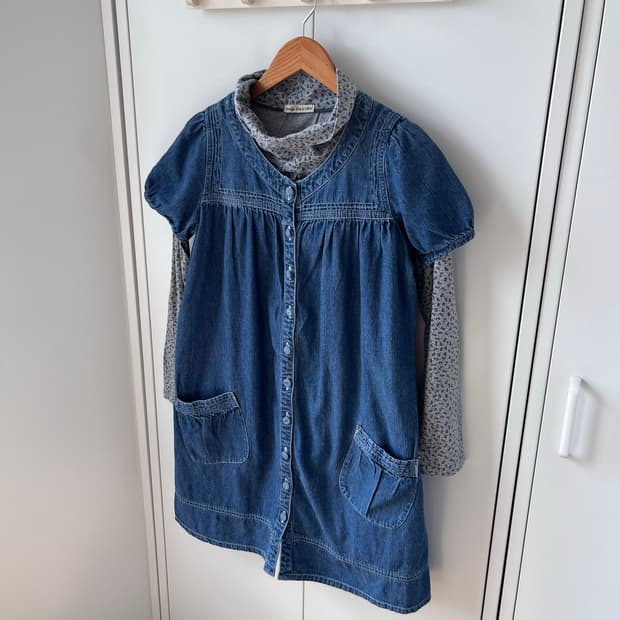 Vintage 핀턱 중청 데님 원피스