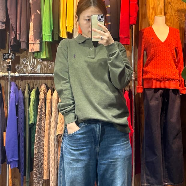 M 폴로랄프로렌 클래식 올리브 카라 롱슬리브