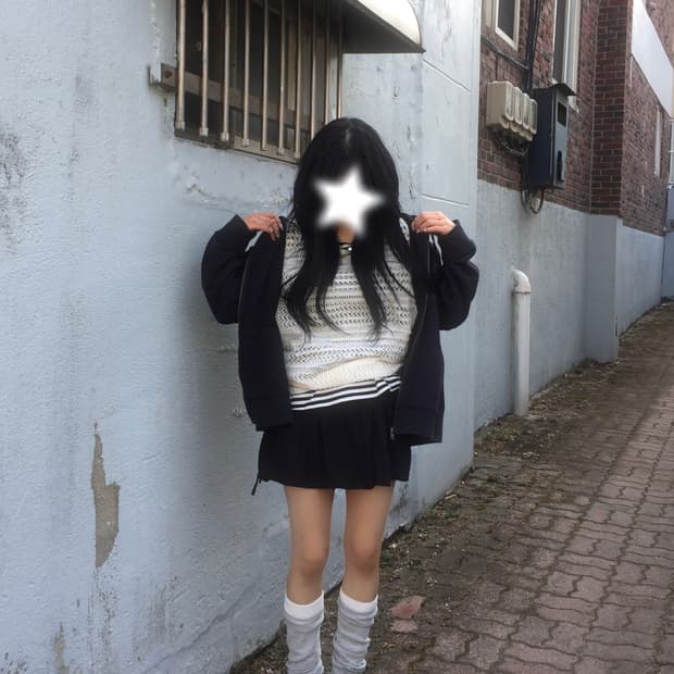 빈티지 후드 코디세트