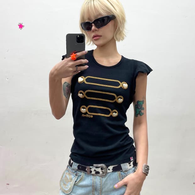 Napoleon Shirring Black T-shirt 