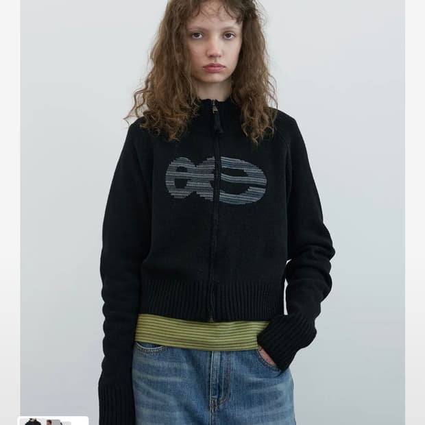 엔조블루스 니들 로고 하이넥 집업 (black)