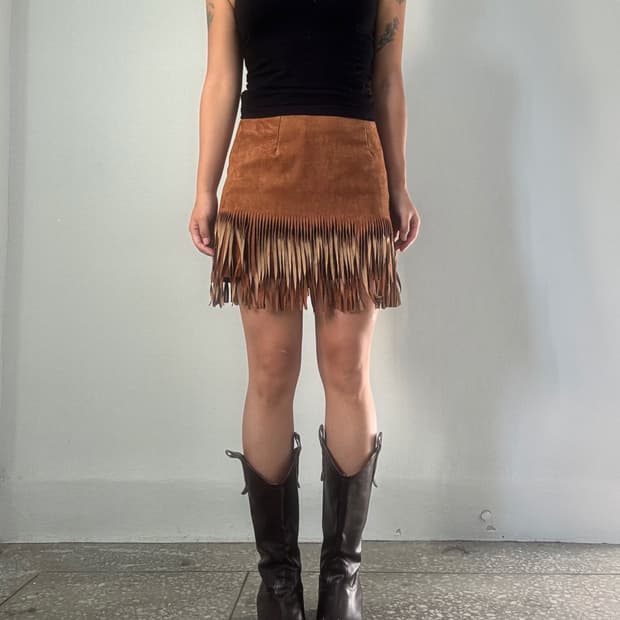 웨스턴 스웨이드 미니 스커트