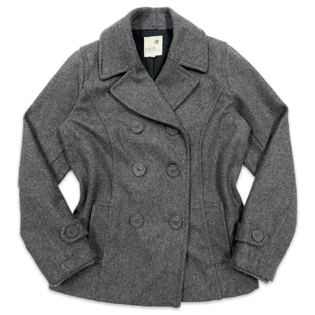 빈티지 earth music 그레이 더블 코트