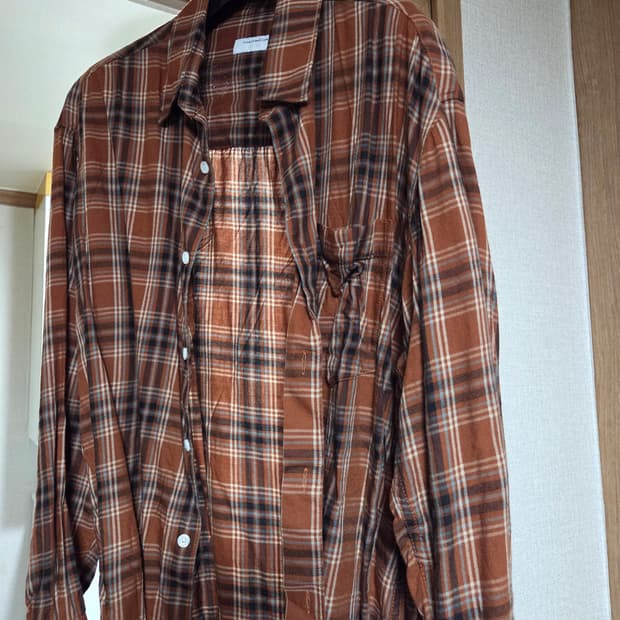 커스텀멜로우 브라운 체크 셔츠
