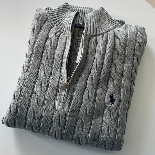 폴로 신형 케이블 니트 반집업 L