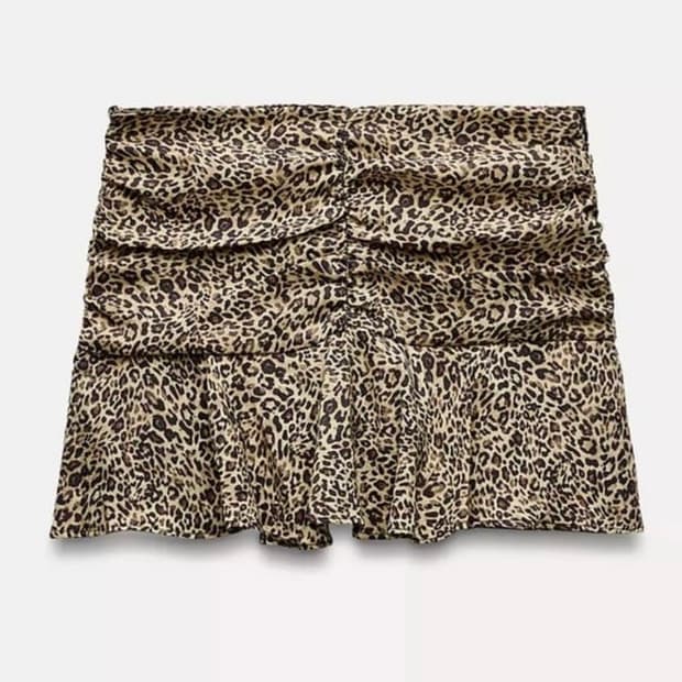 ZARA 레오파드 셔링 스커트팬츠 L