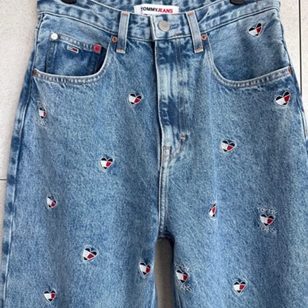 타미힐피거 하트 자수데님