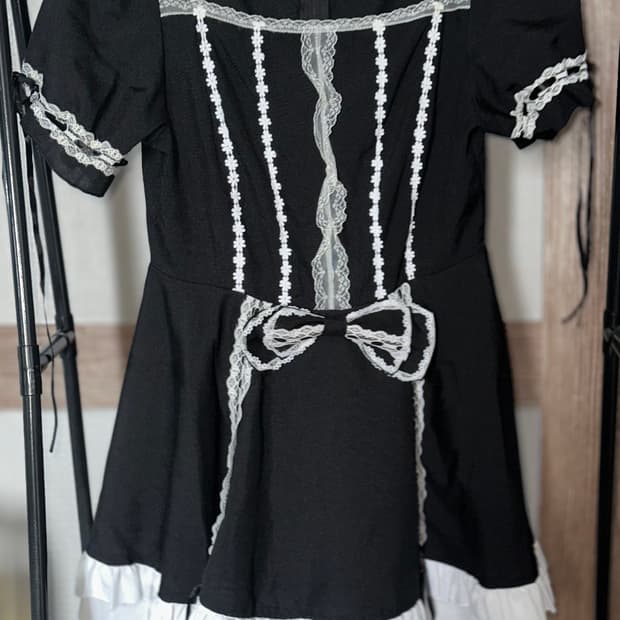  굿럭 고스로리 고딕 로리타 프릴 메이드 미니 원피스