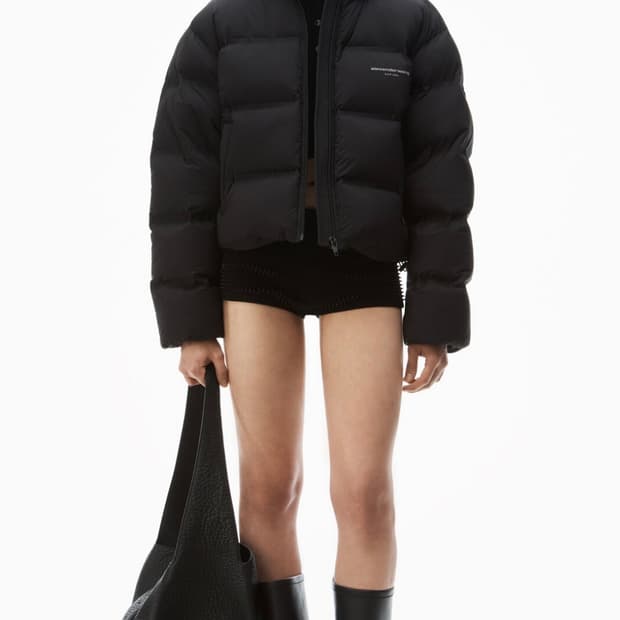 알렉산더왕 블랙 로고 리플렉티브 푸퍼 코트 XS
