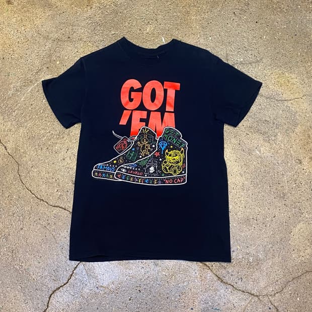 미국 빈티지 GOT EM 프린팅 포인트 반팔티