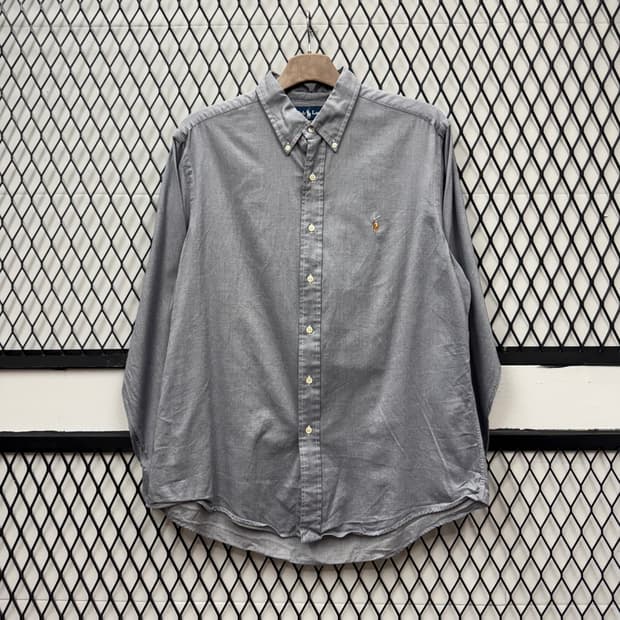 폴로 랄프로렌 솔리드 긴팔 셔츠 멀티포니 포인트 그레이