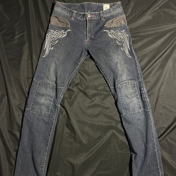tribal wings denim jeans