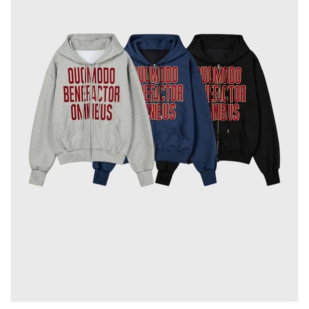 PM benefactor 너드 배색 크롭 후드집업