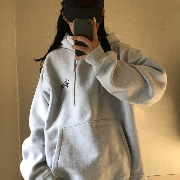 스투시 오버핏 멜란지 후드티