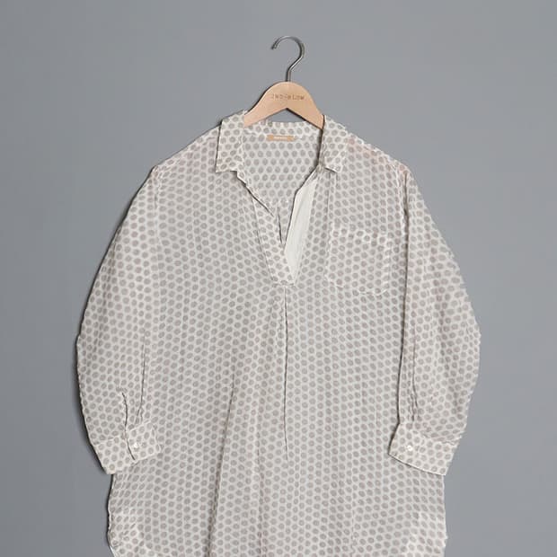 ROSSO35 Linen Dot Pullover Long Shirts