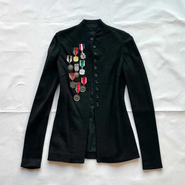 차이나카라 뱃지 자켓 단추 버튼 자켓 코트 가디건