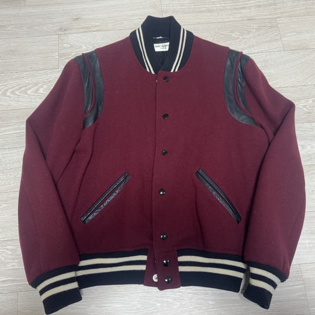 생로랑 테디자켓 버건디