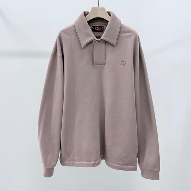 [S+급/2XL] 구찌 GG 로고 코튼 긴팔 카라티