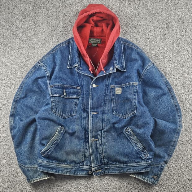 90's 폴로 컨트리 후디 데님 트러커 자켓 ( XL ) / 10582