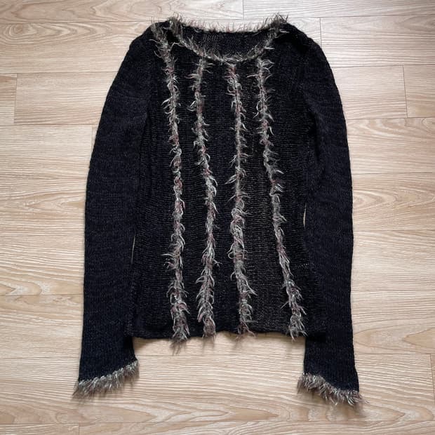 JPN VINTAGE 퍼 트리밍 니트