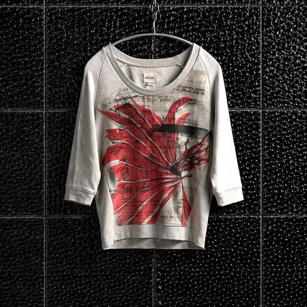 Diesel 레드플라워 크롭 스웻탑