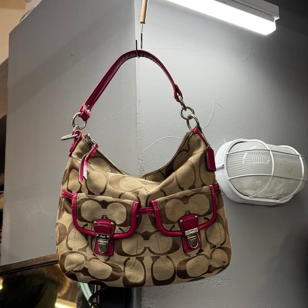 코치 y2k 호보백 숄더백 핑크 베이지 (OS)