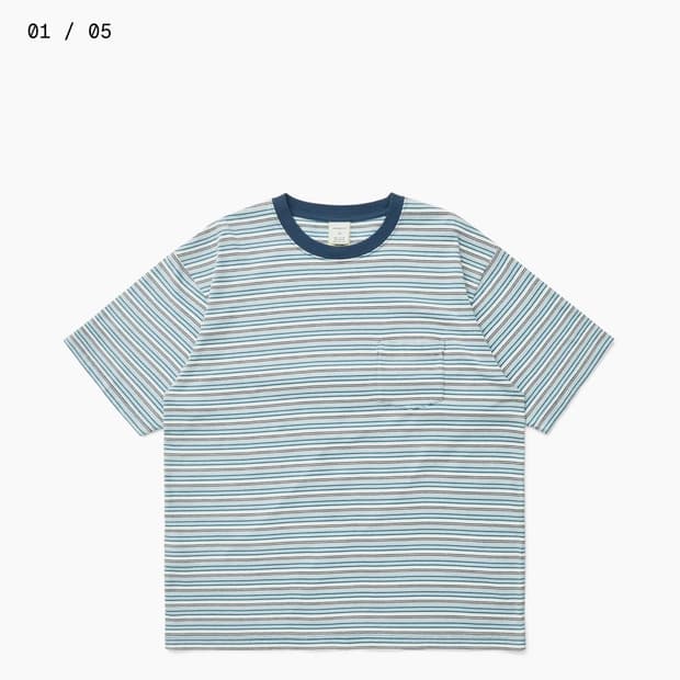카키스 Border S/S Tee - Blue 3사이즈