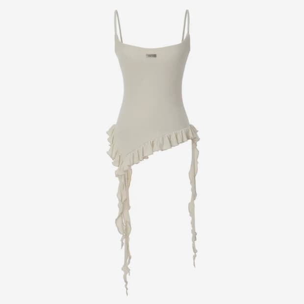 카키포인트 러플 레이어드 슬리브리스