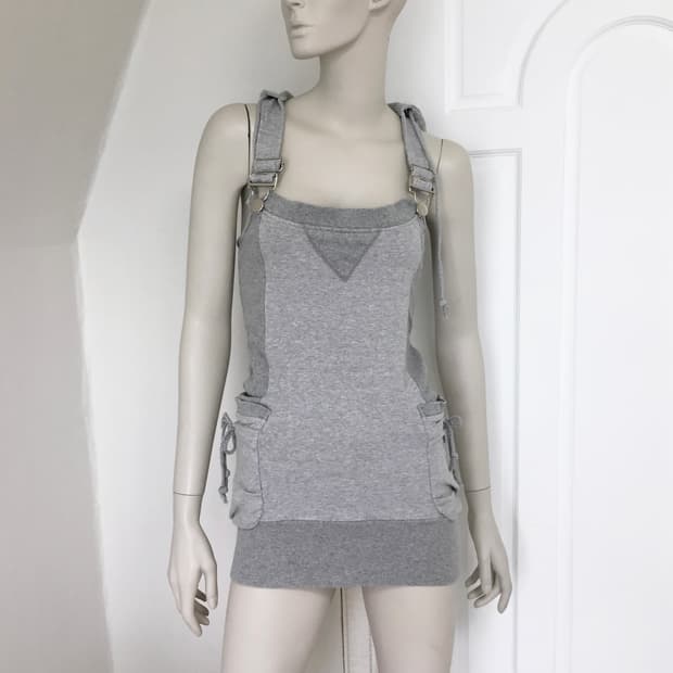Gray suspenders hoodie dress