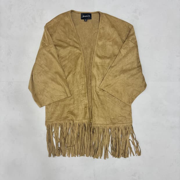 TASSEL SUEDE OPEN SHIRT CARDIGAN
