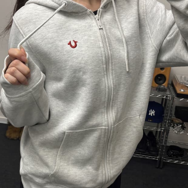 트루릴리젼 베이직 로고 후드집업 오트밀