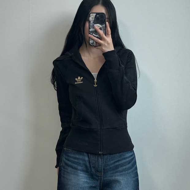 아디다스 파이어버드 백로고 블랙 후드집업