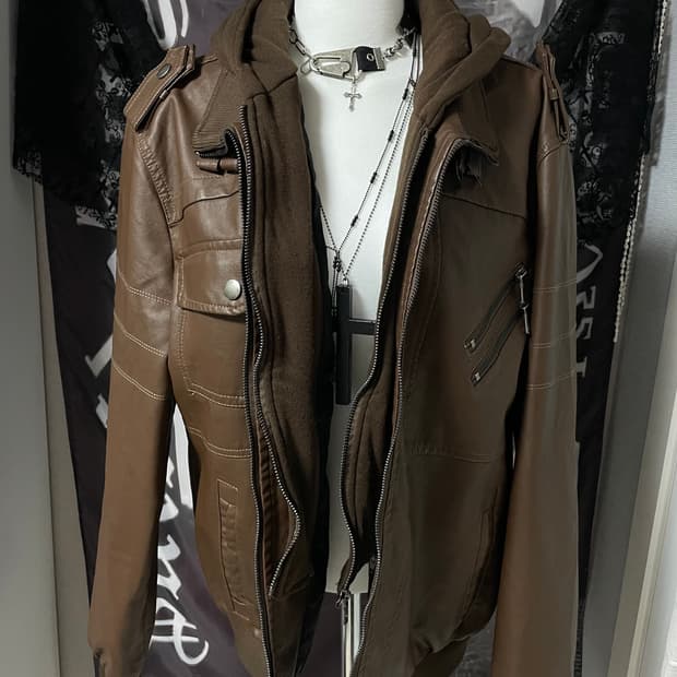 비건레더자켓 후드집업 레이어드 빈티지 봄버 유니섹스앤더슨벨에디슬리먼st