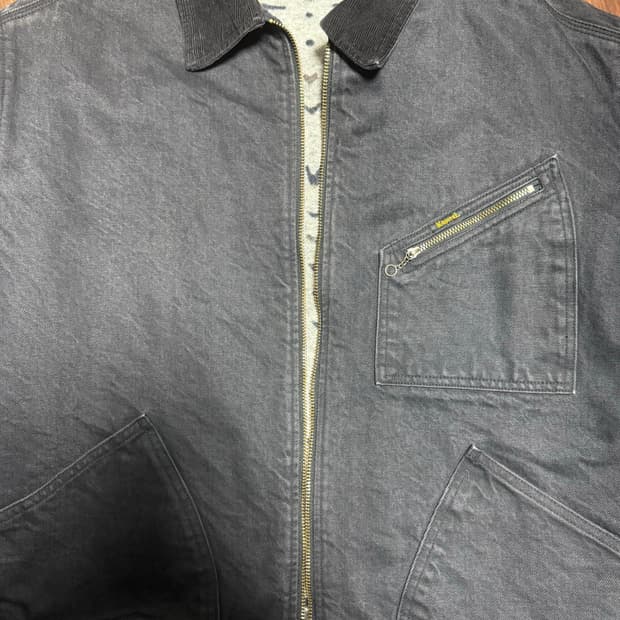 캐피탈 14온즈 데님 본 라이닝 리버시블 집 업 워크 자켓 블랙