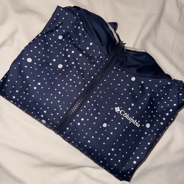 컬럼비아 리버시블 도트 땡땡이 바람막이 네이비