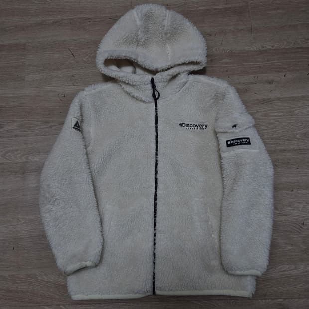 디스커버리 키즈 사이드패치 후드 뽀글이 후리스 플리스 자켓 (150)