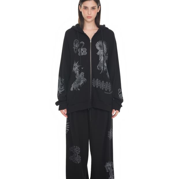 투머치택스 후드집업 TAROT 02 WAFFLE ZIP-UP HOODIE