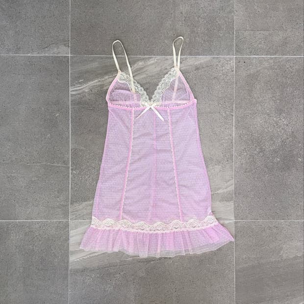Egoist baby pink heart dot lace slip ops