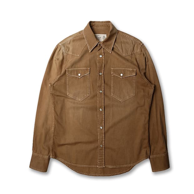 일레븐티 [Eleventy] 빈티지 브라운 코튼 워싱 웨스턴 셔츠