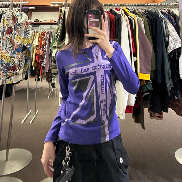 150) Gita Collection 빈티지 여성 글리터 유니언잭 프린팅