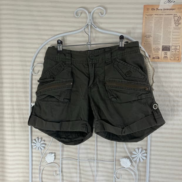 jpn vintage y2k khaki cargo half pants