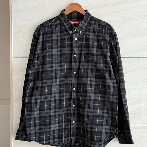 슈프림 24fw 플레이드 플란넬 셔츠 블랙
