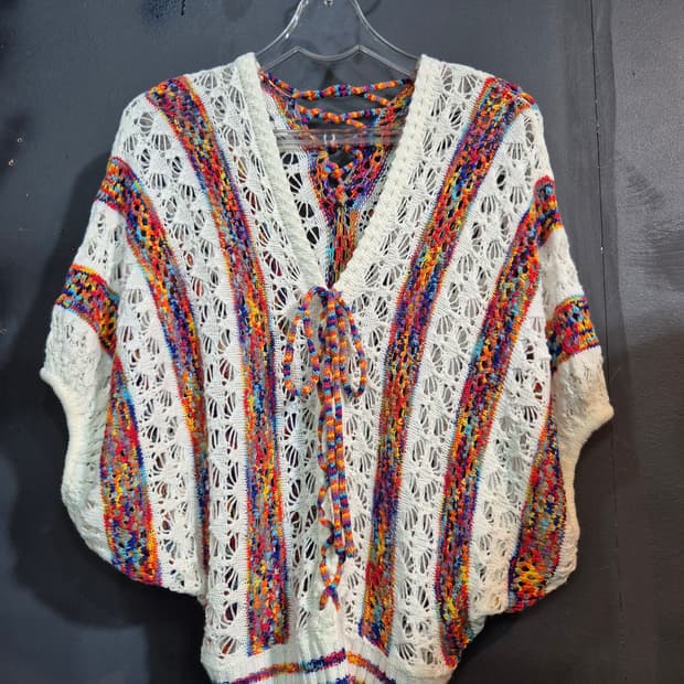 화려한 컬러 배색 크로셰 니트 탑 55 66