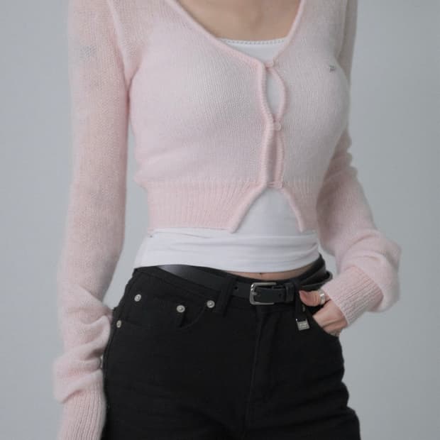 페일제이드 hairy button point knit cardigan