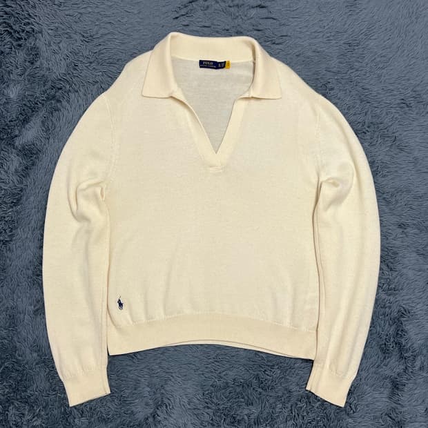 (정품) 폴로랄프로렌 최신형 아이보리 헨리넥 니트 XL